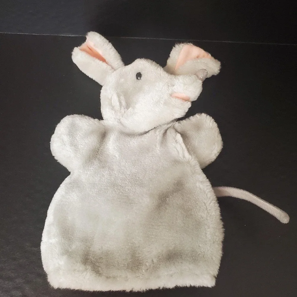Vintage Gray Mouse Hand Puppet With Wired Tail Mitt Glove‎ Style